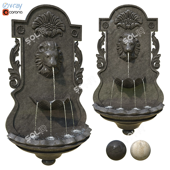 Elegant Poly Wall Fountain 3D model image 1