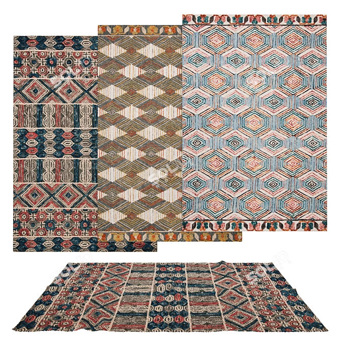 Versatile Set of 6 Rugs 3D model image 5