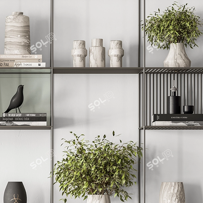 Plant-Inspired Metal Shelf Set 3D model image 3