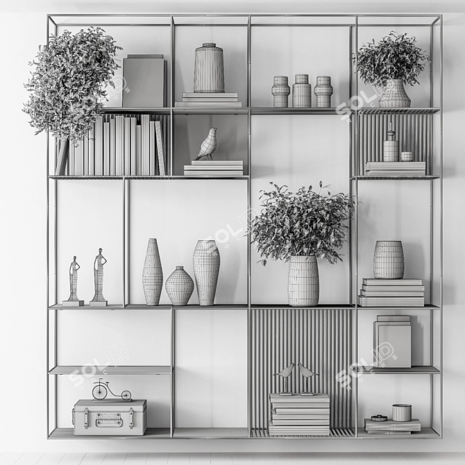 Plant-Inspired Metal Shelf Set 3D model image 5