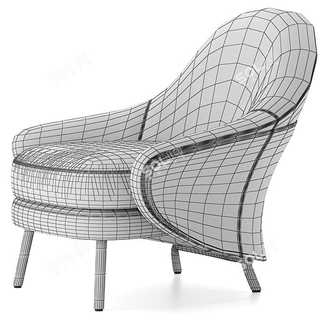 Sophisticated Angie Armchair with High-Resolution Textures 3D model image 4