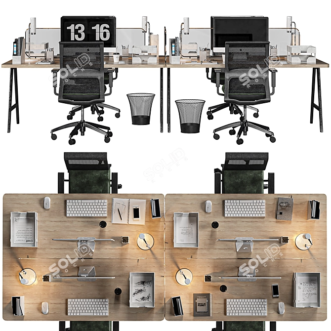 Ergonomic Office Chair Set 3D model image 2