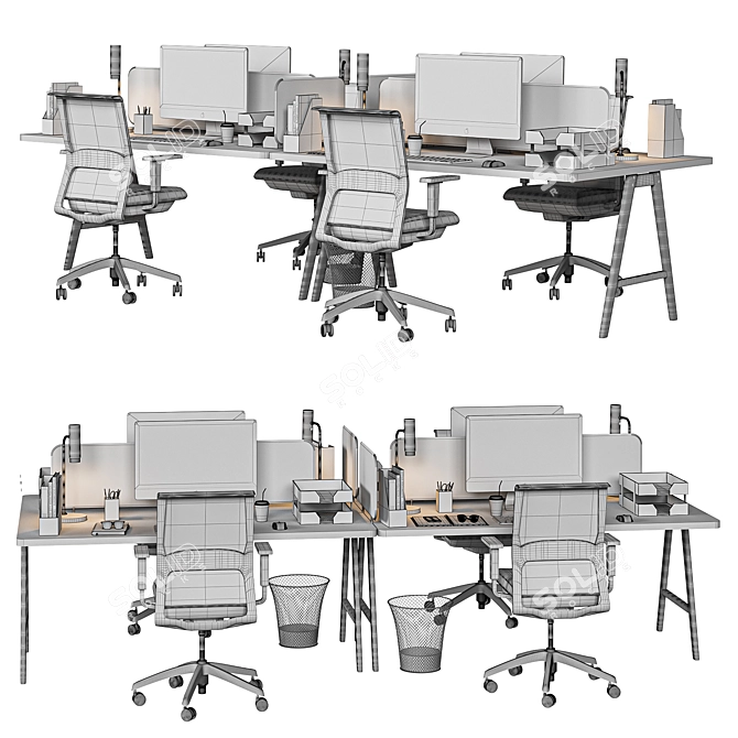 Ergonomic Office Chair Set 3D model image 4