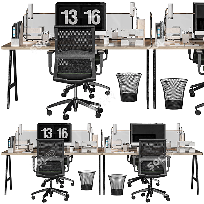 Ergonomic Office Chair Set 3D model image 5