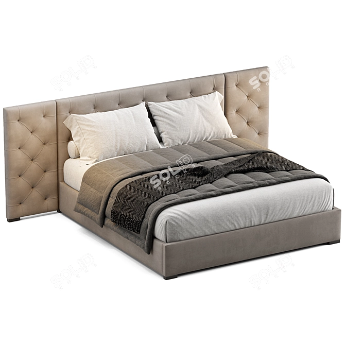 Modena Tufted Fabric Extended Bed 3D model image 4