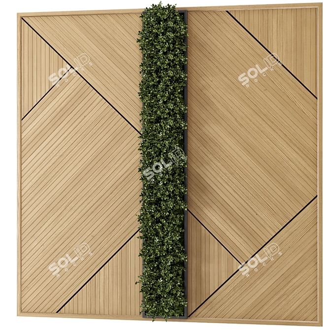 Wooden Base Vertical Garden - Set 524 3D model image 1