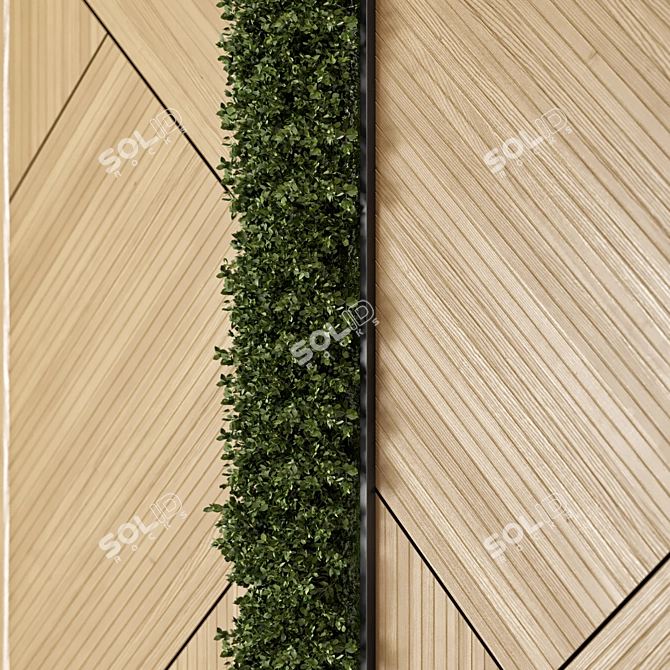 Wooden Base Vertical Garden - Set 524 3D model image 2