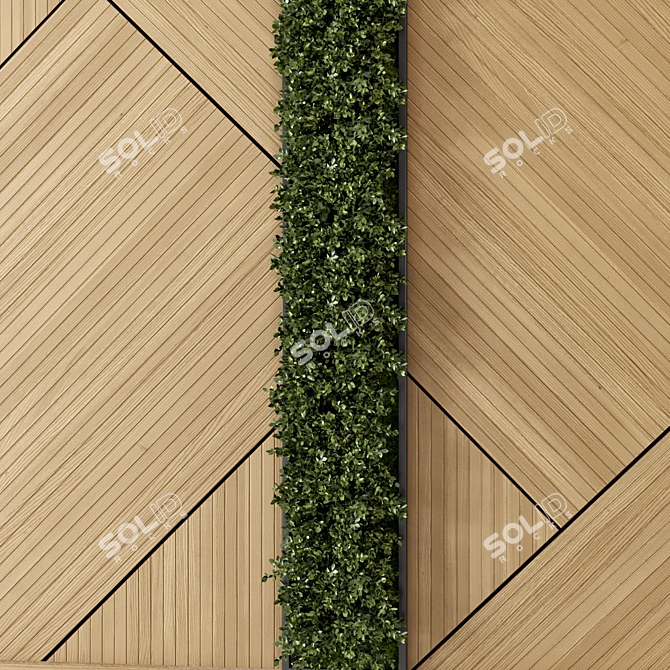Wooden Base Vertical Garden - Set 524 3D model image 3