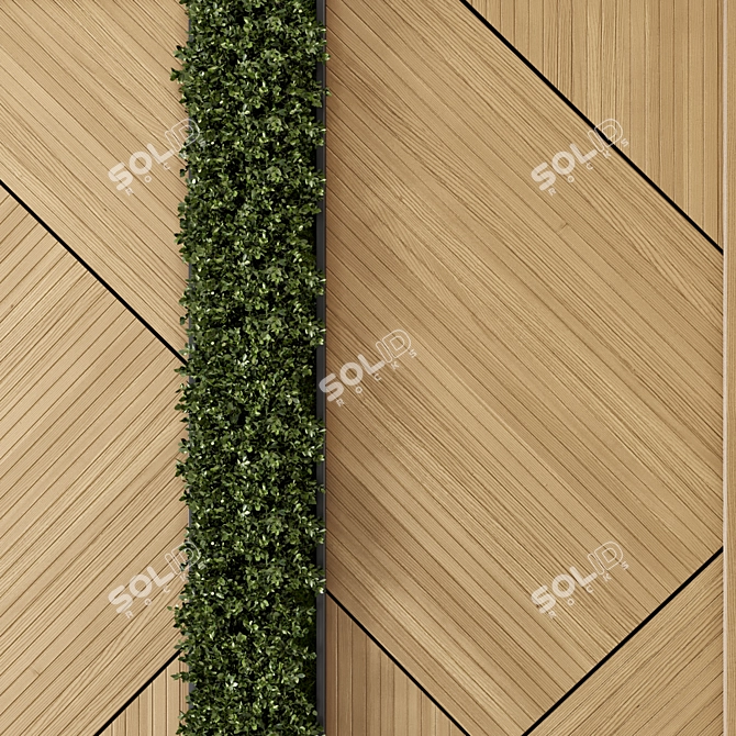 Wooden Base Vertical Garden - Set 524 3D model image 4