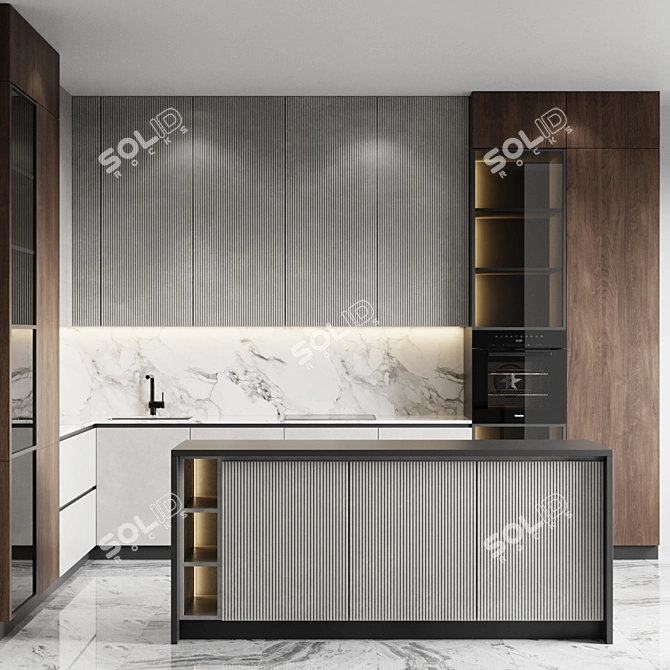 Contemporary Kitchen Set 3D model image 2