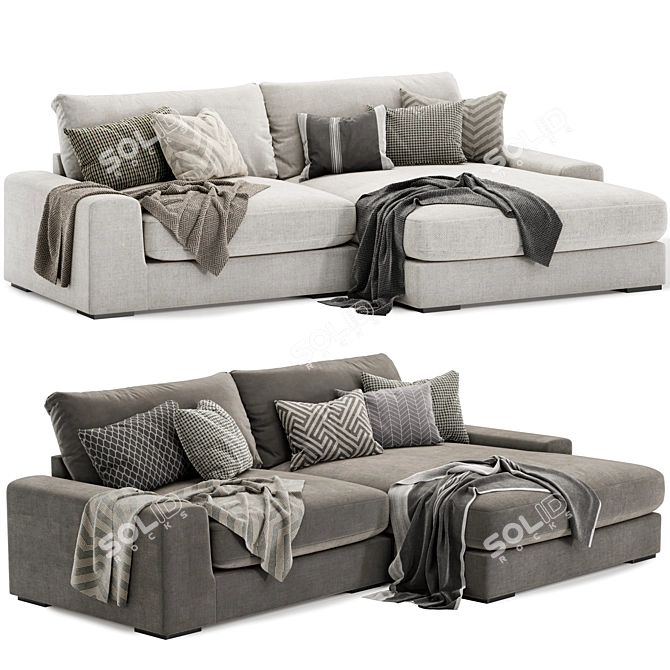 Cozy Reversible Chaise Sofa 3D model image 1