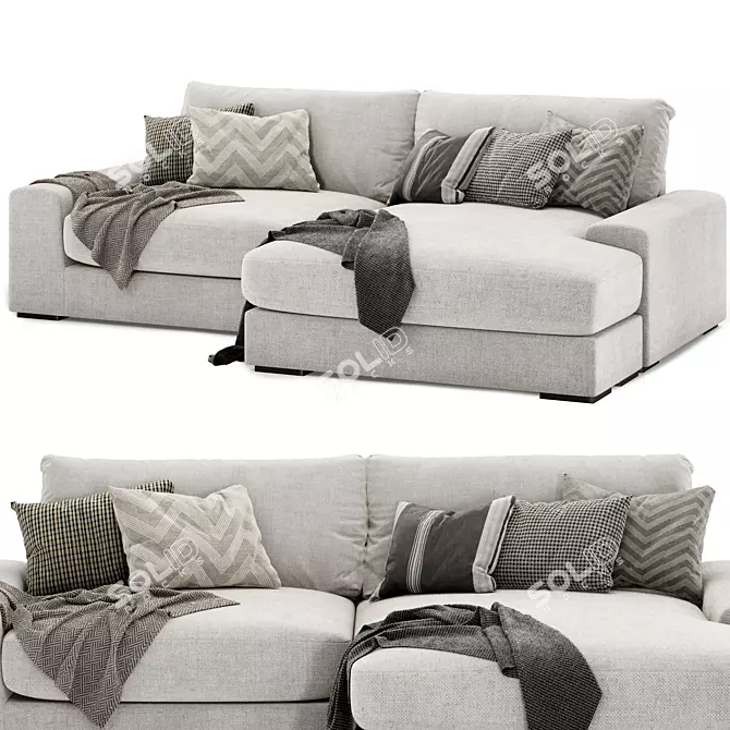 Cozy Reversible Chaise Sofa 3D model image 2