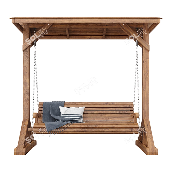 Wooden Swing Bench 3D model image 2