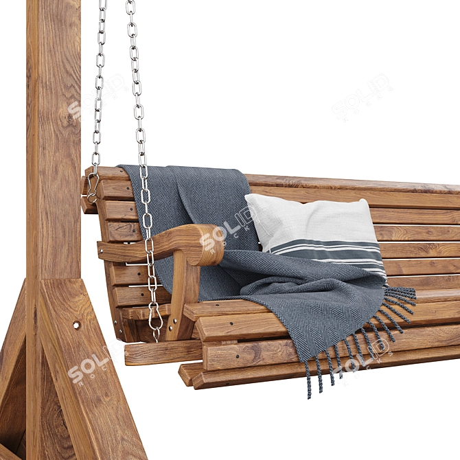 Wooden Swing Bench 3D model image 3