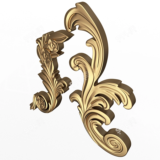 Elegant Corner Plaster Molding 3D model image 3