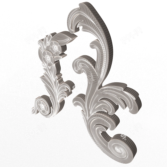 Elegant Corner Plaster Molding 3D model image 6