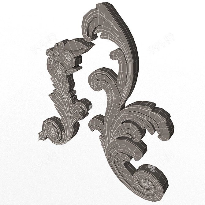 Elegant Corner Plaster Molding 3D model image 7