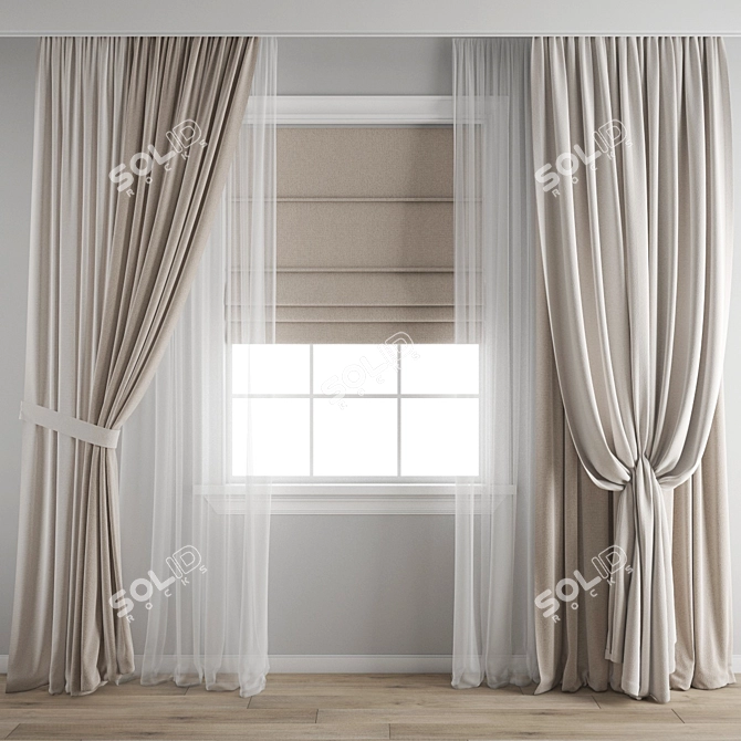 Elegant Polygonal Curtain 3D model image 1