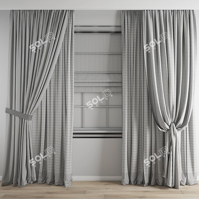 Elegant Polygonal Curtain 3D model image 2