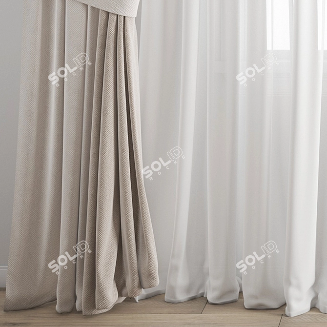 Elegant Polygonal Curtain 3D model image 3