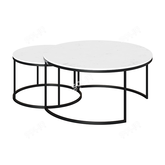 Delaney Marble Nesting Coffee Tables 3D model image 1