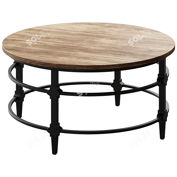 Reclaimed Wood Round Coffee Table 3D model image 1