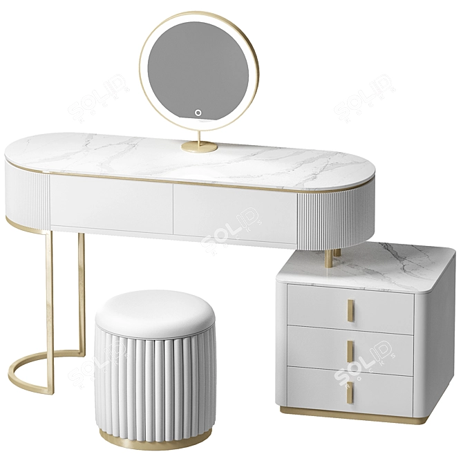 Frandiss Vanity Set - Mirror and Dressing Table 3D model image 1