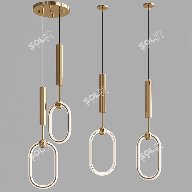 Sleek Pendant Light: HOOP BRIGHT 3D model image 2