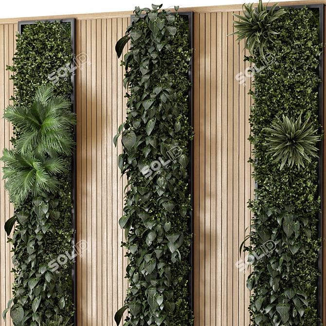 Wooden Base Vertical Garden - Set 525 3D model image 3