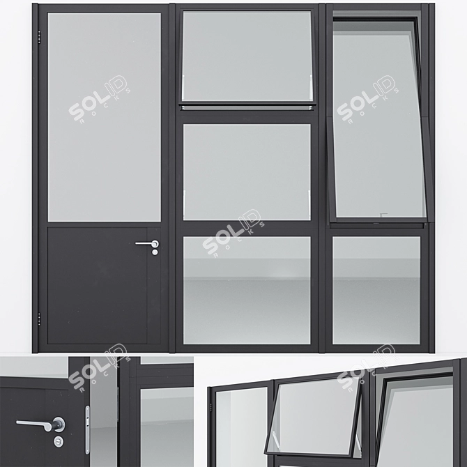 Sleek Aluminum Door: Modern Design 3D model image 1