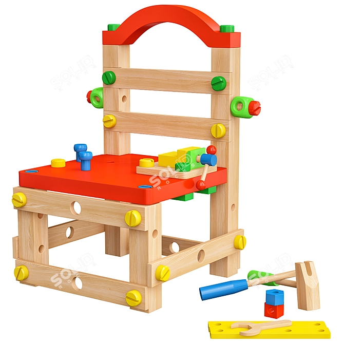 Wooden Constructor Chair: Build Your Own Seating 3D model image 1