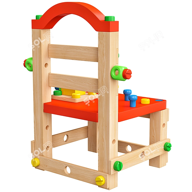 Wooden Constructor Chair: Build Your Own Seating 3D model image 3