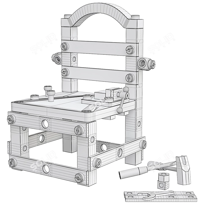 Wooden Constructor Chair: Build Your Own Seating 3D model image 4