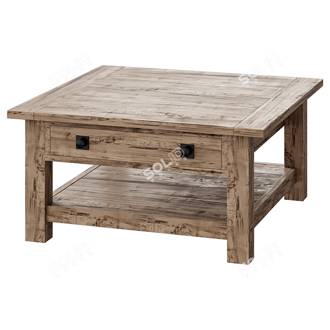 Rustic Wood Coffee Table 3D model image 1