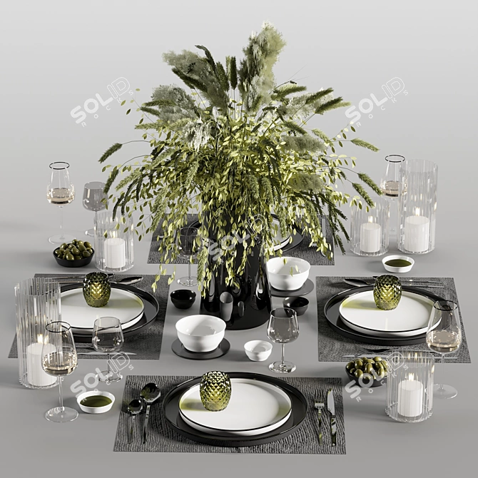 Elegant Dinnerware Set10 3D model image 1