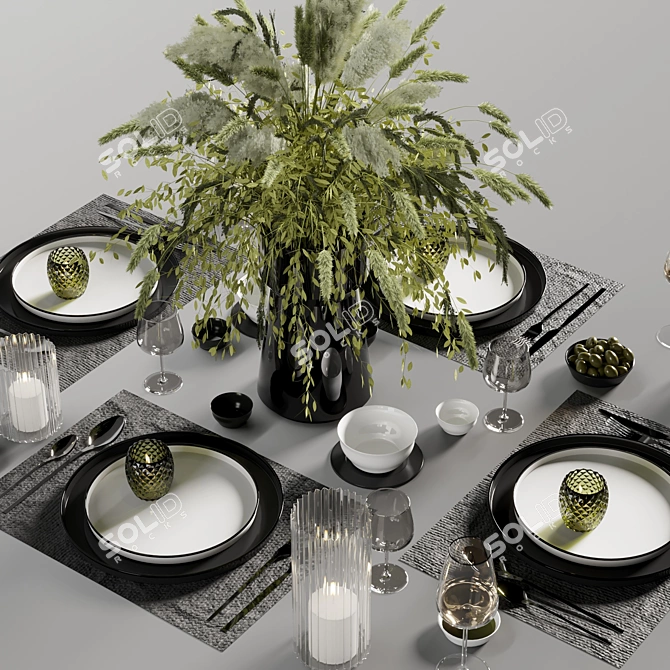 Elegant Dinnerware Set10 3D model image 2