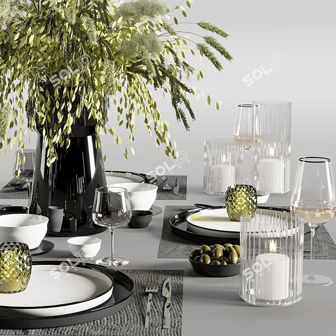 Elegant Dinnerware Set10 3D model image 4