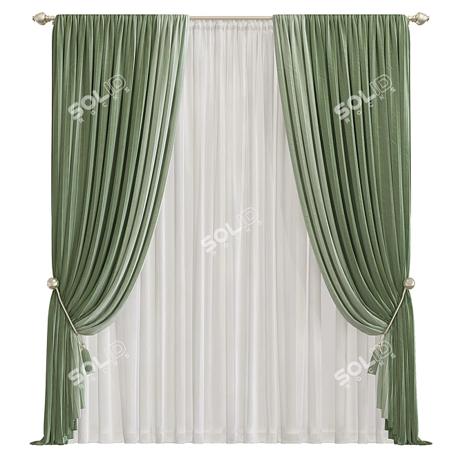 Streamlined Curtain Design 3D model image 1