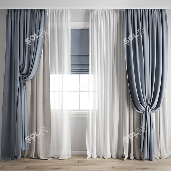 Polygonal Curtain Model 3D model image 1