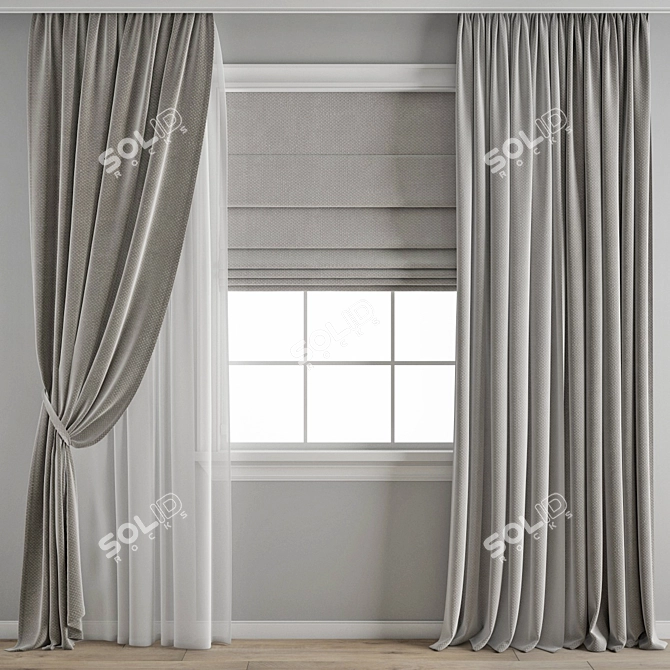 Elegant Polygon Curtain 3D model image 1