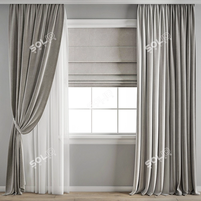 Elegant Polygon Curtain 3D model image 3