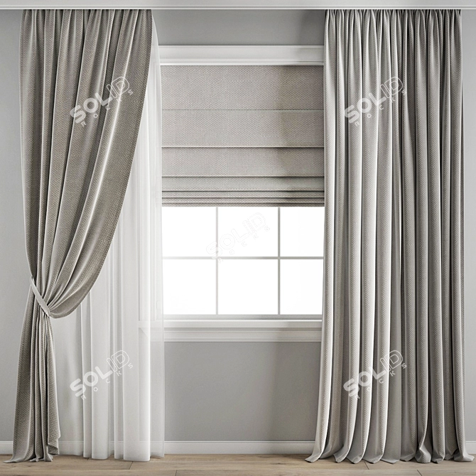 Elegant Polygon Curtain 3D model image 4