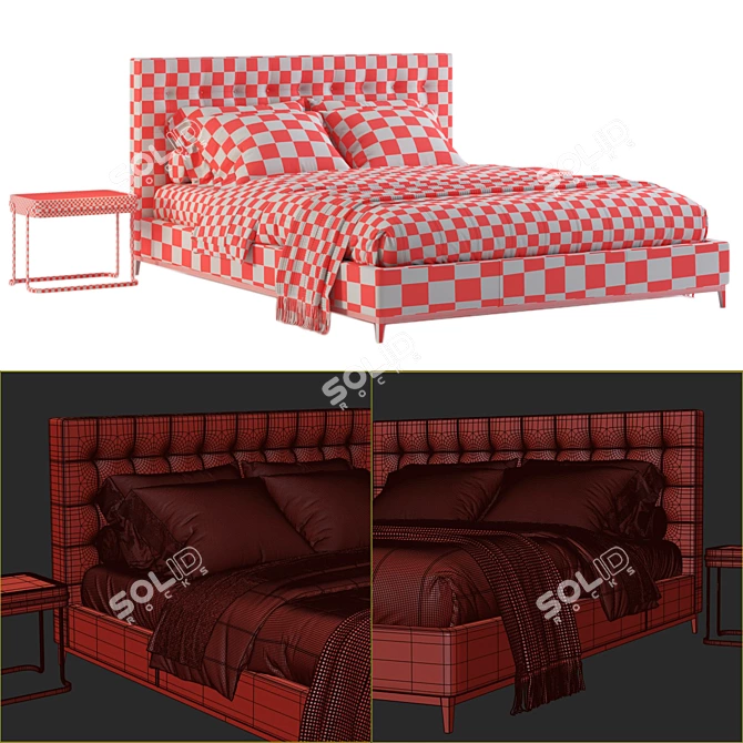 RH Italia Leather Box Bed 3D model image 6