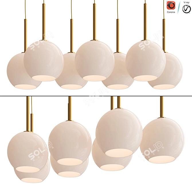 Milk Glass 7-Light Chandelier 3D model image 1