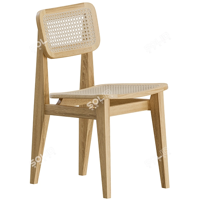 Vintage French Cane Dining Chair 3D model image 1
