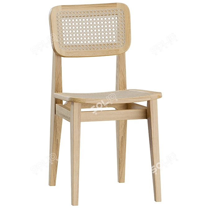 Vintage French Cane Dining Chair 3D model image 7