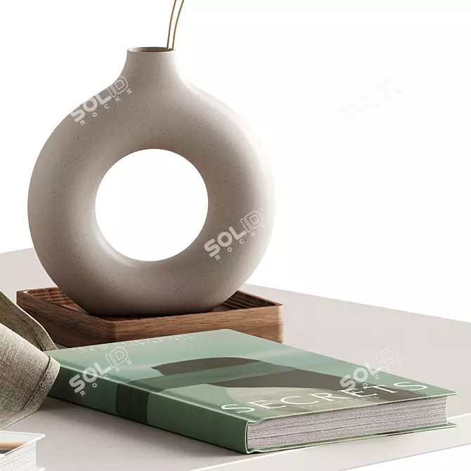 Elegant Home Decor Set: Vases & Wooden Board 3D model image 5
