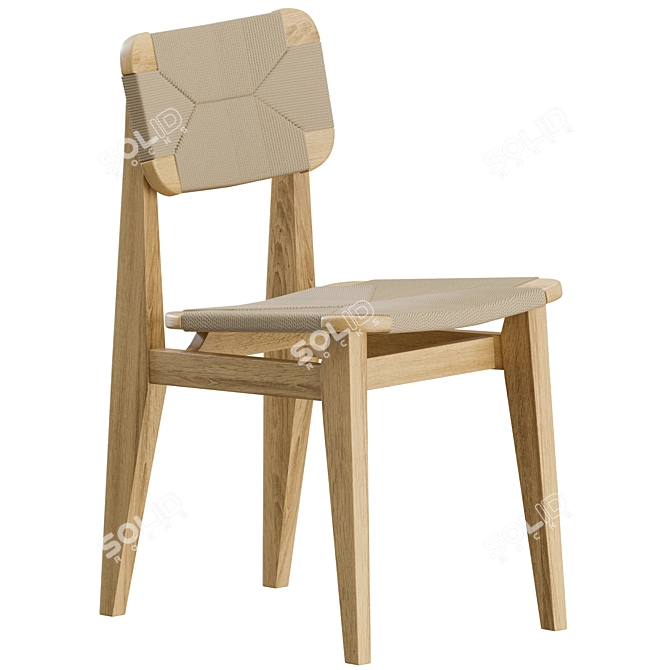 Vintage C-Chair Dining: Marcel Gascoin Design 3D model image 1