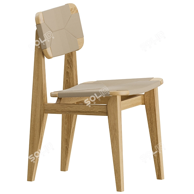 Vintage C-Chair Dining: Marcel Gascoin Design 3D model image 6