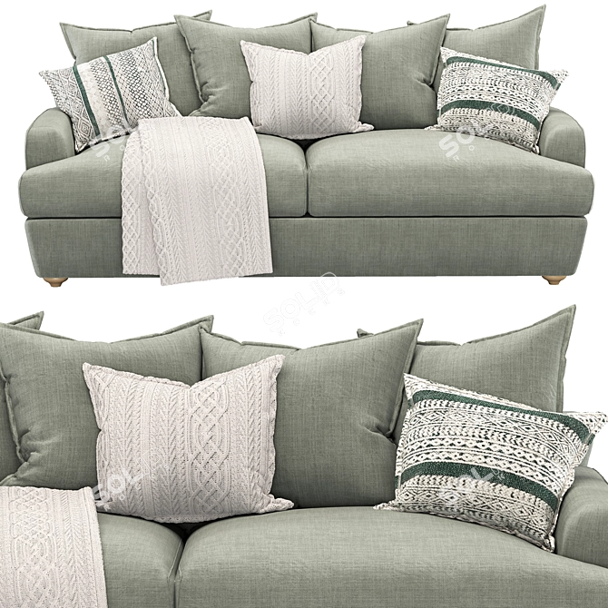 Sage Smooch: Stylish & Spacious Sofa 3D model image 1